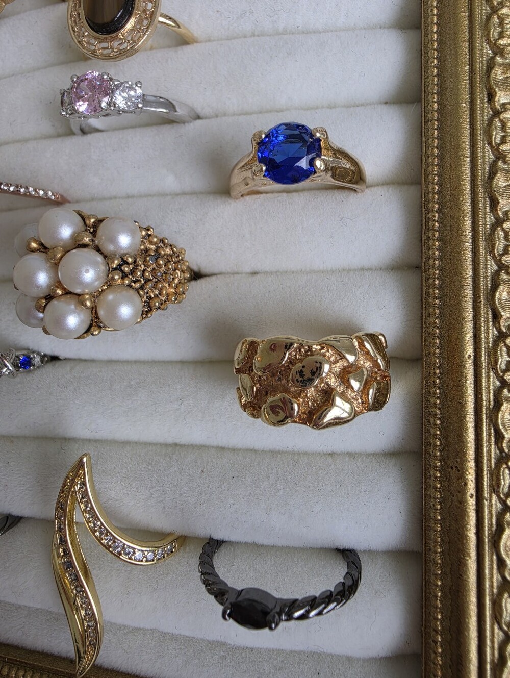 Vintage Ring Lot 12 Pcs | Avon • Sarah Coventry Tiger Eye • Gold & Silver Tone - Picture 7 of 11
